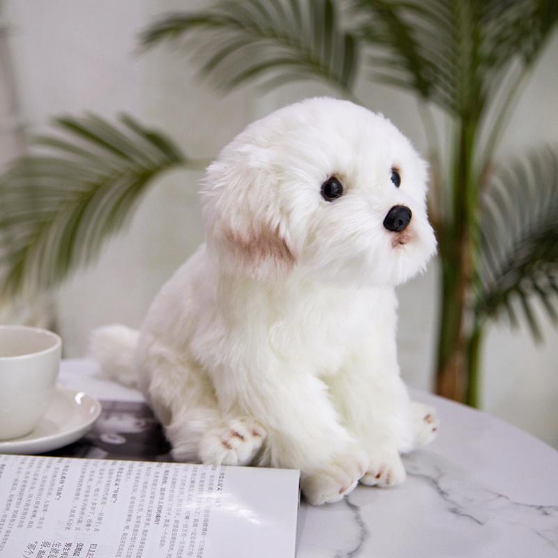High Quality Lifelike Maltese Dog Plush Toy Soft Cartoon Animal Dog Stuffed Doll Home Decoration Birthday Gift
