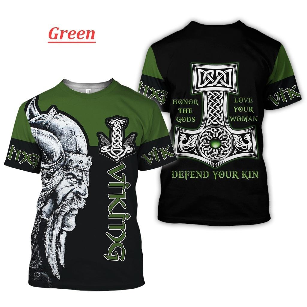 

Модний чоловічий одяг Жінки Чоловіки Viking Tattoo Art Skull Graphic T-Shirt 3D Print Vikings Short Sleeves Plus Size XXS-6XL M