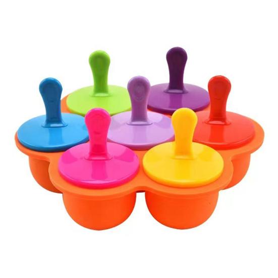 

Ice Cream Mold 6-Cavity Flower Pop Mold with Shape Silicone Ice Lids Easy Release Dishwasher Safe оранжевый