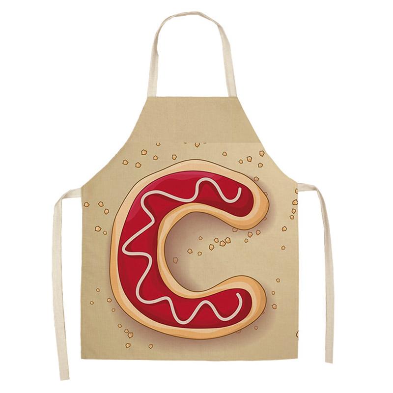 Avental de cozinha com estampa de alfabeto, avental sem mangas de linho para crianças, para cozinhar, churrasco, ferramentas de limpeza doméstica, 47x38cm, 68x55cm