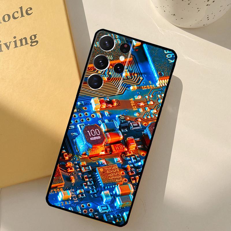 Technology Men's Luxury Phone Case For Samsung Galaxy S25 Ultra S20 S21 S22 S23 S24 Plus S9 S10 S25 FE Cover Shell