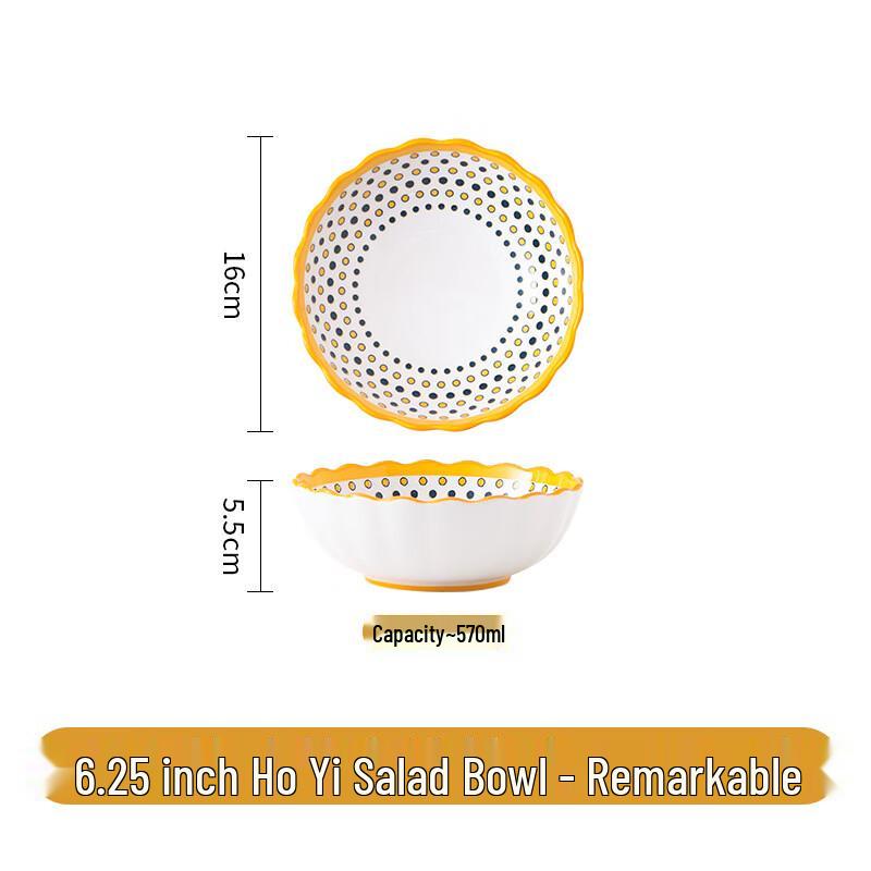 Ailanhui Jia Retro Nordic Ceramic Serving Bowl 6.25-inch Salad Bowl
