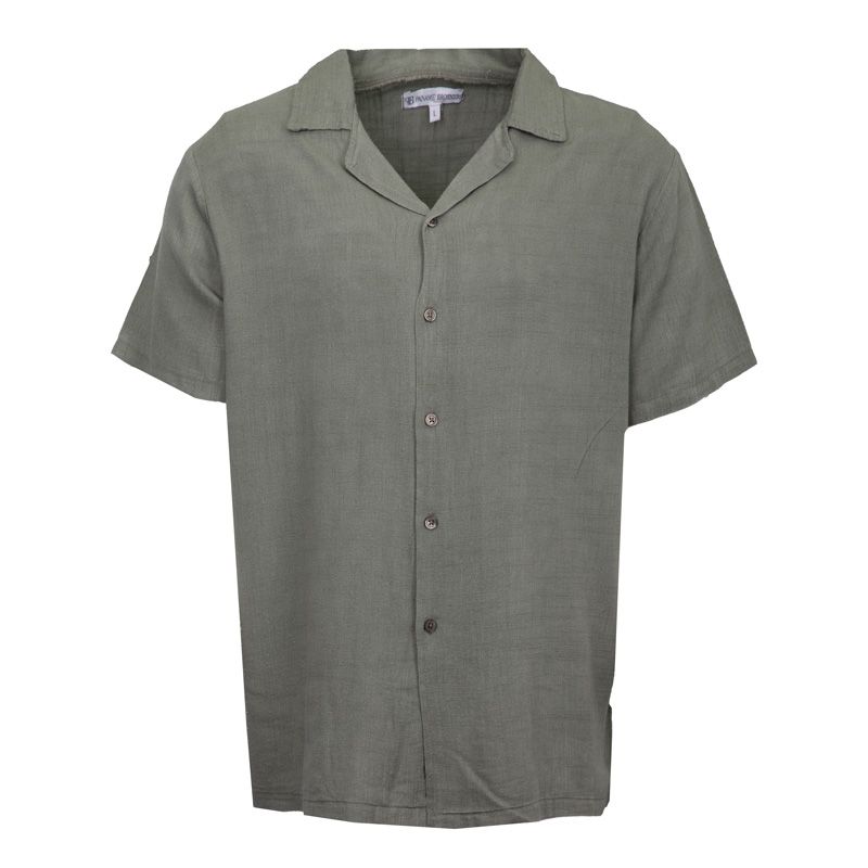 Pánská košile s krátkým rukávem ze směsi lnu PANAME BROTHERS