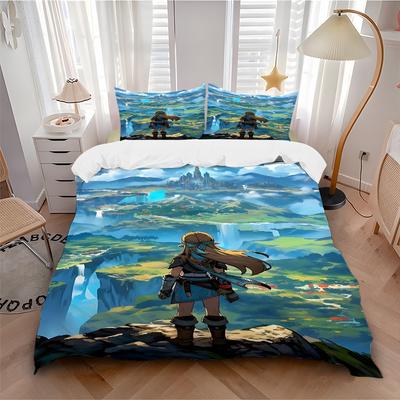 3pcs The Legend of Zelda Bedding Set. Soft and Comfortable with No Core Included (1x Duvet Cover + 2x Pillow Covers) Yy251009159