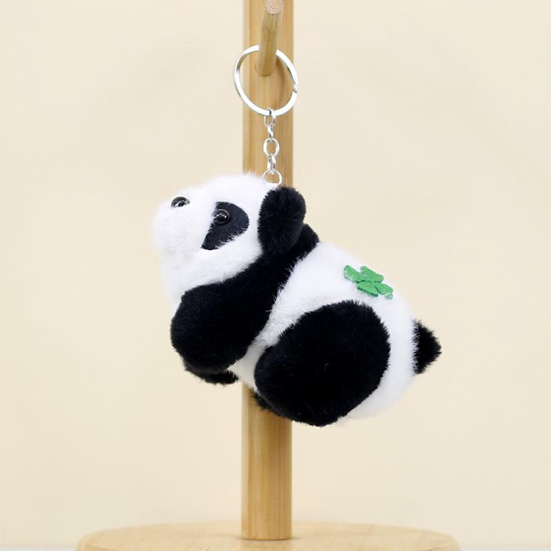 

Plush Panda Realistic Keychain Cute 12cm Soft Short Plush Animal Stuffed Black Panda