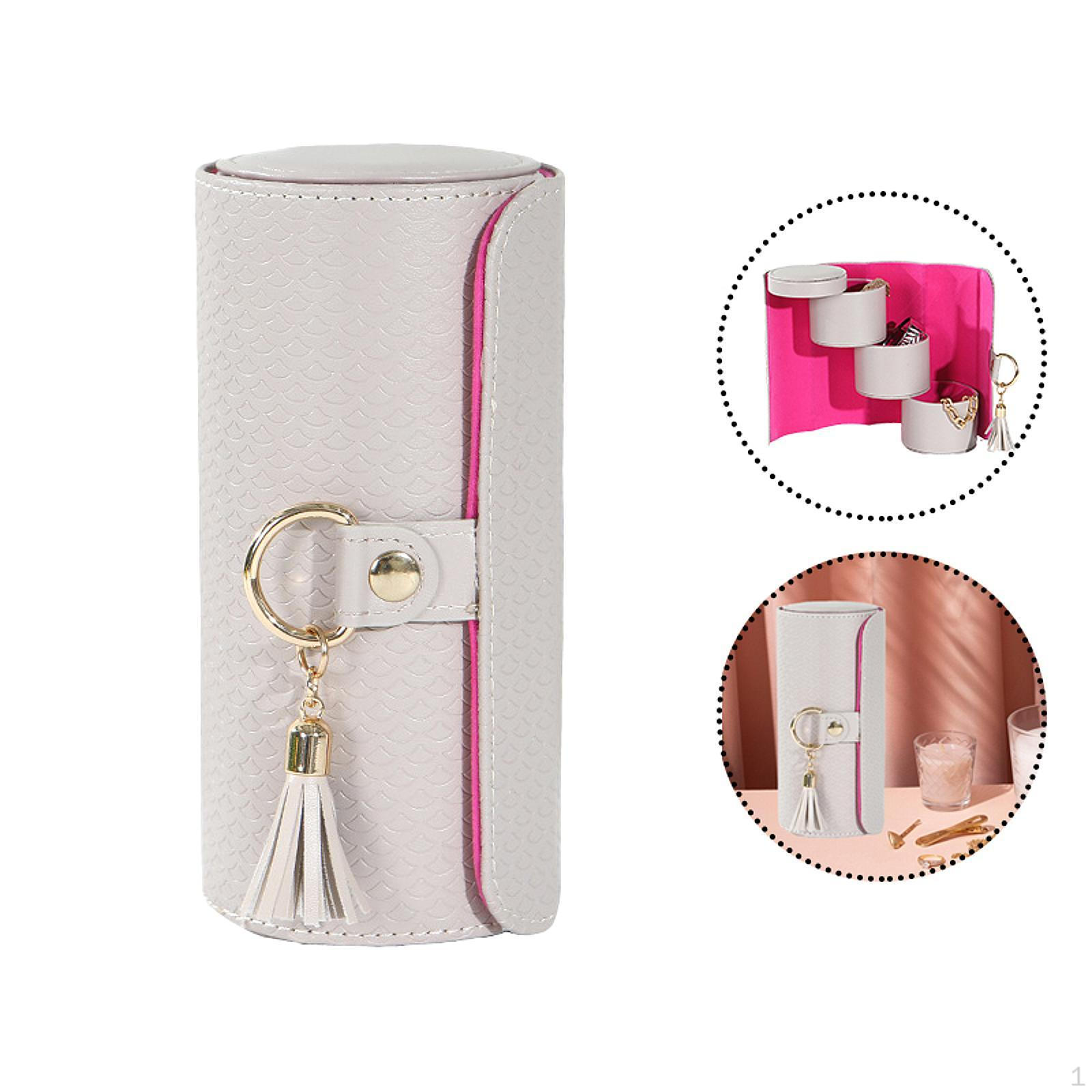 

Рулон ювелирных изделий Trave, шкатулка для украшений, многофункциональный держатель, вращающийся поднос для ожерелий, часов серый