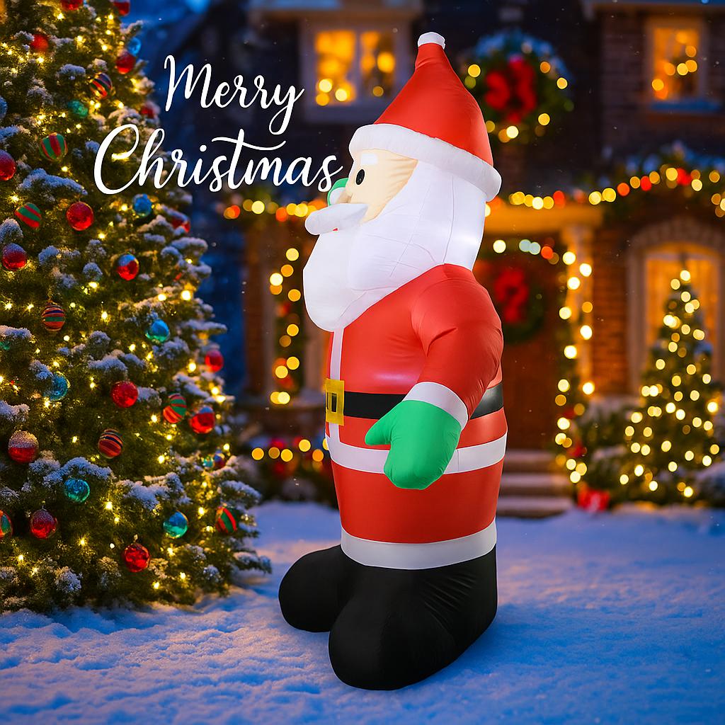 7.87FT Christmas Inflatable Toys with LED Light Santa Claus Wave Hand Supplies Home Ornament Festive Gift Xmas Yard Decoration