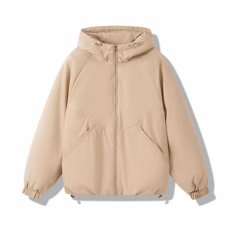 2025 Autumn/Winter Hooded Cotton-Padded Short Jacket - Casual Loose Fit Windbreaker with Drawstring