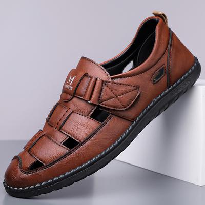 Sandale din Piele pentru Bărbați Respirabile Decupate Pantofi Casual de Exterior pentru Plajă Vară Noi Confort Sandale Bărbați