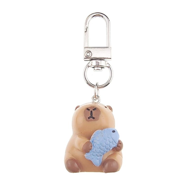 Lovely Capybara Keychain Adorable Cartoon Designed Key Holder Hanging Ornament for Bag Charm or Car Decoration