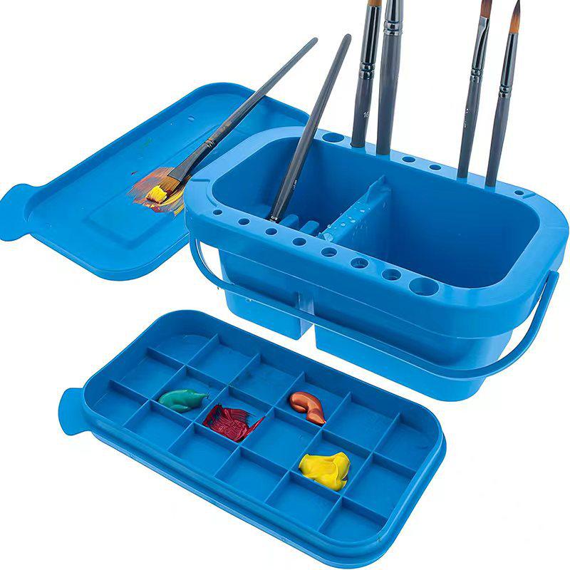 Multifunctional Hand-Carry Wash Bucket with Brush, Watercolor, Oil Painting, Gouache Palette, and Drawing Supplies