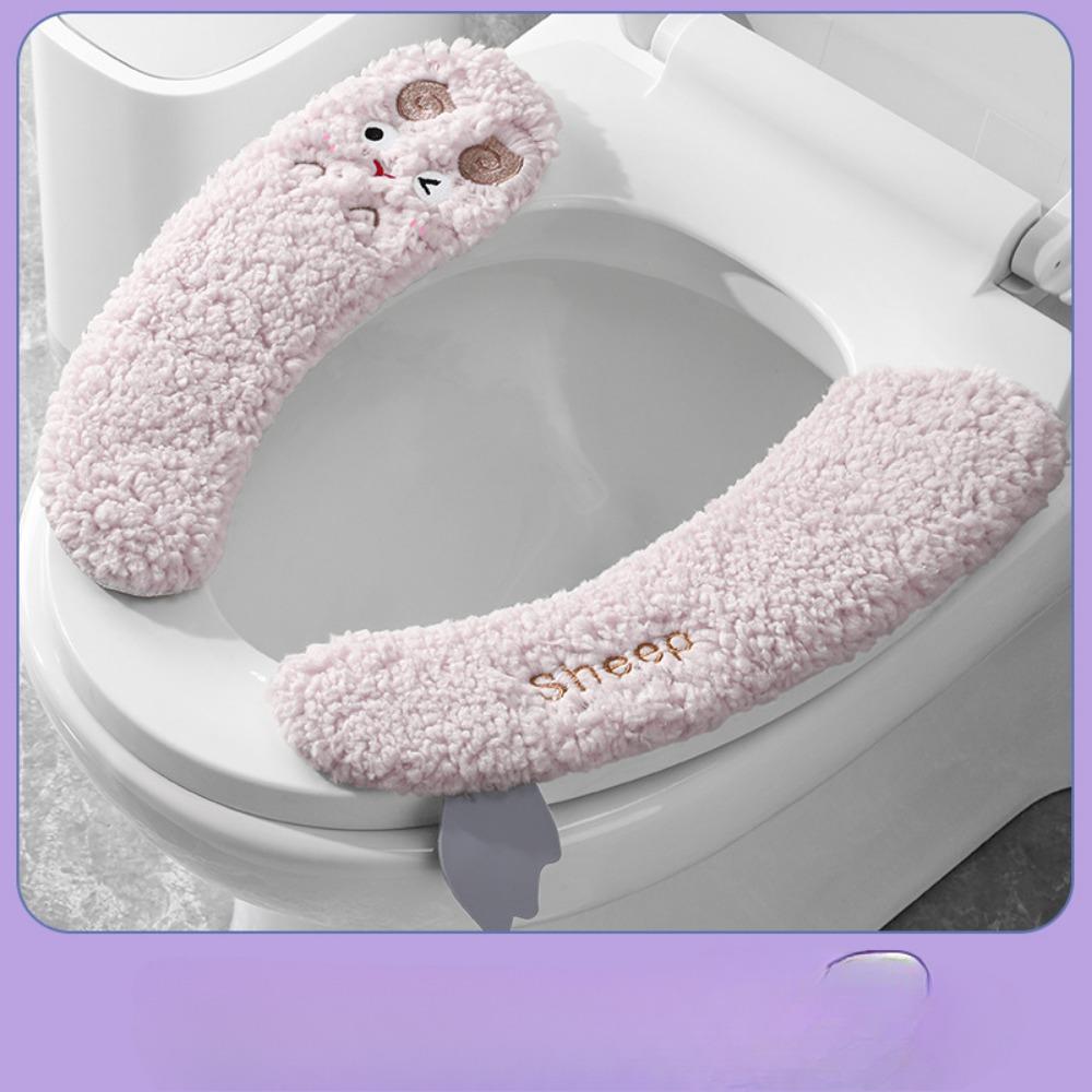 

Утолщенные теплые стерильные чехлы на сиденья унитаза - 1 пара, самоклеящиеся, подходят для всех сезонов, ручная стирка, полиэстер 1 pairs фиолетовый