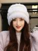 Rabbit Fur Knitted Bucket Hat Women's Autumn and Winter Ear Protection Warm Windproof Wool Hat Winter Hat