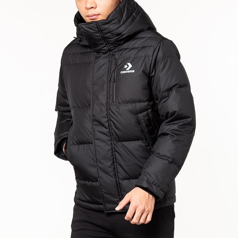Converse Down Jackets Men's Black Hooded Moderate Other 10019321-A02
