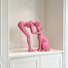 3D Printed Minimalist Woman Petting Cat Figurine Black White Love Statue Modern Art Sculpture for Desk Shelf Home Decor Creative Gift for Couples