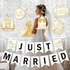 Just Married Banner Just Married Decorations Gold Glitter Wedding Banner Wedding Party Decorations