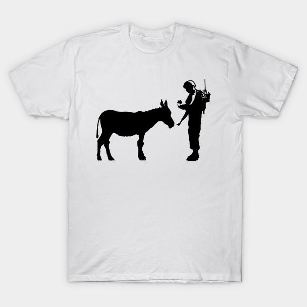 T Shirt Women Donkey And Soldier Give Safety Funny Harajuku Print Kawaii Tshirt Summer Short Sleeve Female T-Shirt Top Tee
