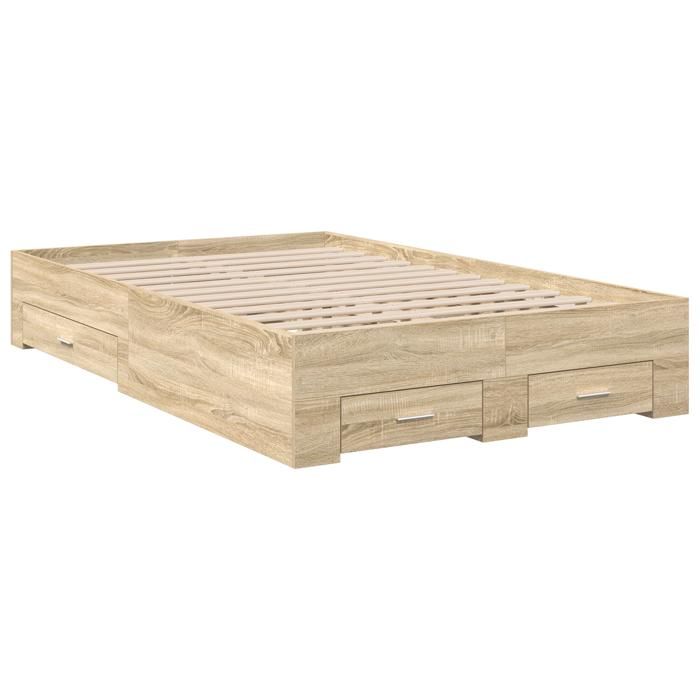 VidaXL Cadre de lit avec tiroirs chêne sonoma 120x190 cm en bois d'ingénierie 3345116