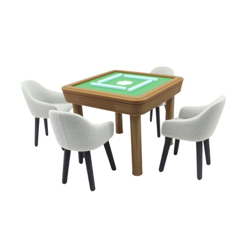 

Life Like Doll House Furniture 1/12 Scale Miniature Mahjong Table and Chair Set For Children Creative Pretend Play S