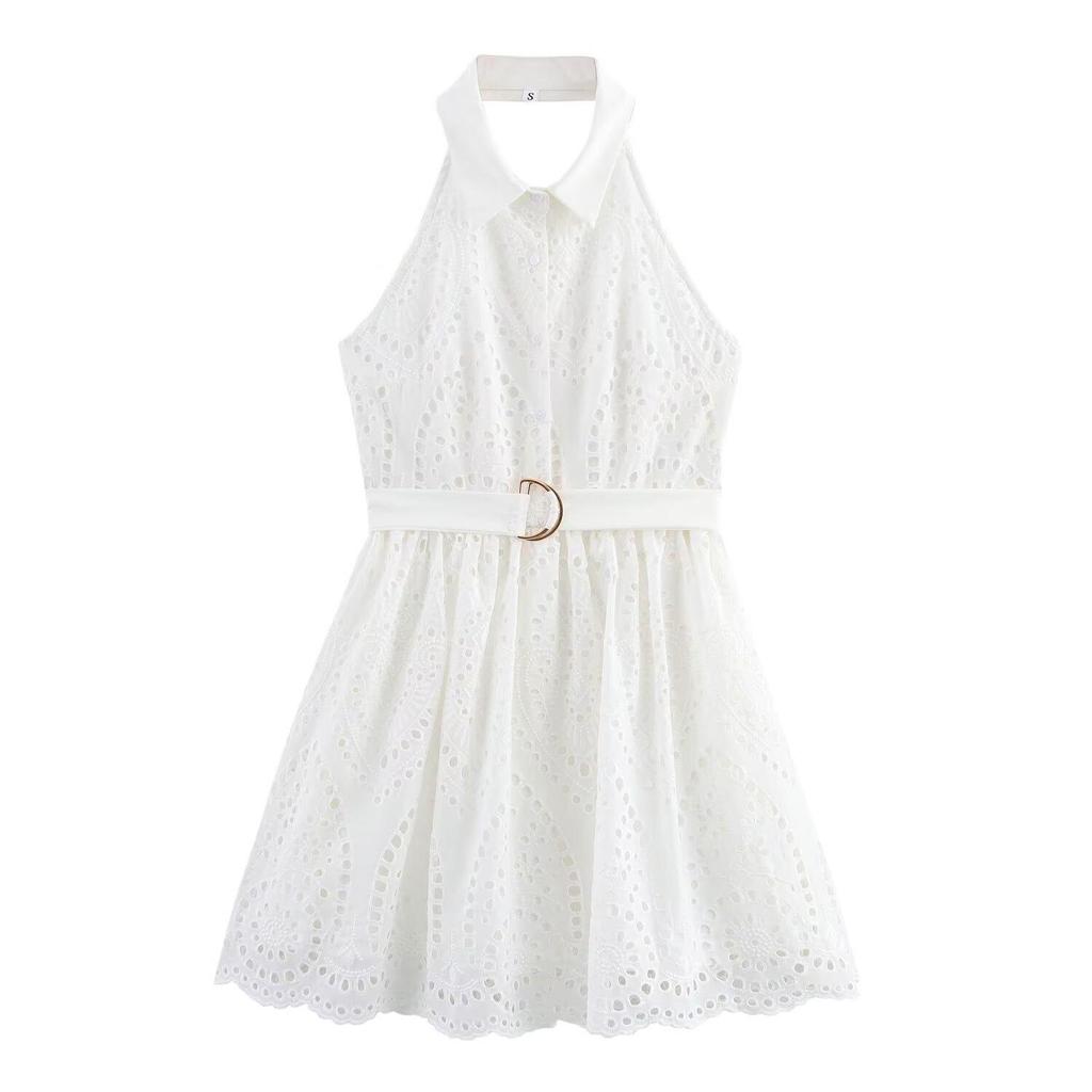 2025 Spring Women's Stylish European & American Embroidered Lapel Dress