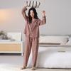 Woven cotton gauze pajamas women's spring and autumn pure cotton long-sleeved 1011 new autumn 100% cotton V-neck loungewear