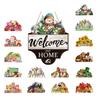 Decorative Wooden Door Sign Interchangeable Seasonal Welcome for Front Door, 12 Inch Round Wood Hanging Housewarming Gift For New Home with