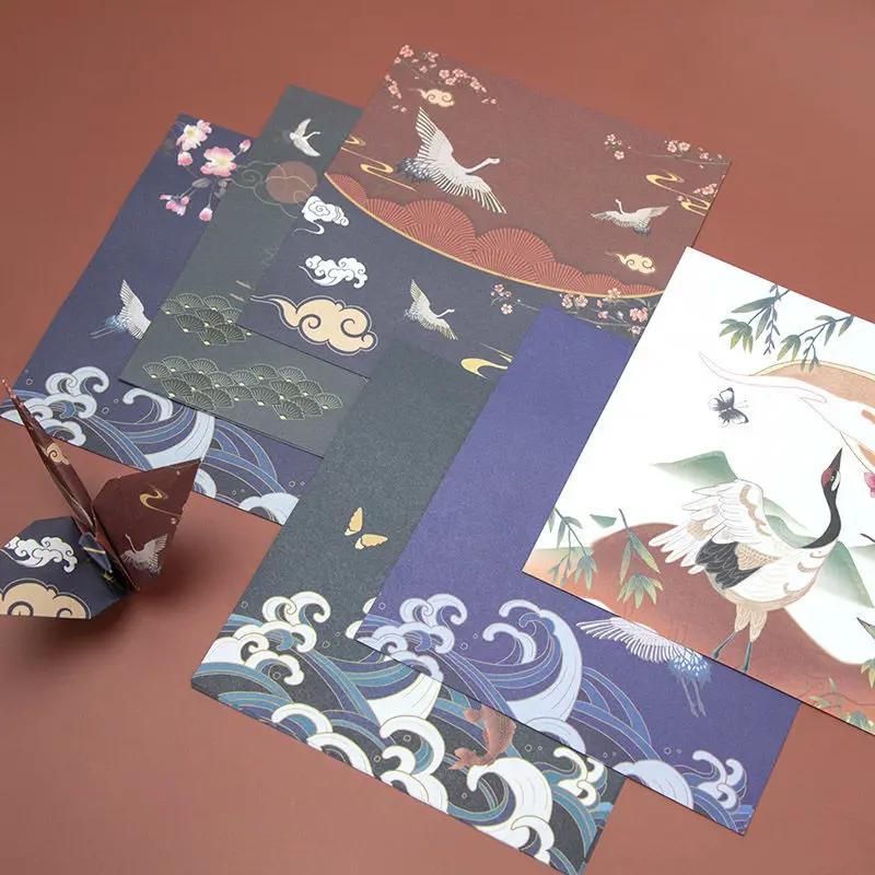 70pcs/set Chinese Style Tide Crane Origami Square Color Paper Printing Children's DIY Handmade Paper Scrapbooking Decoration