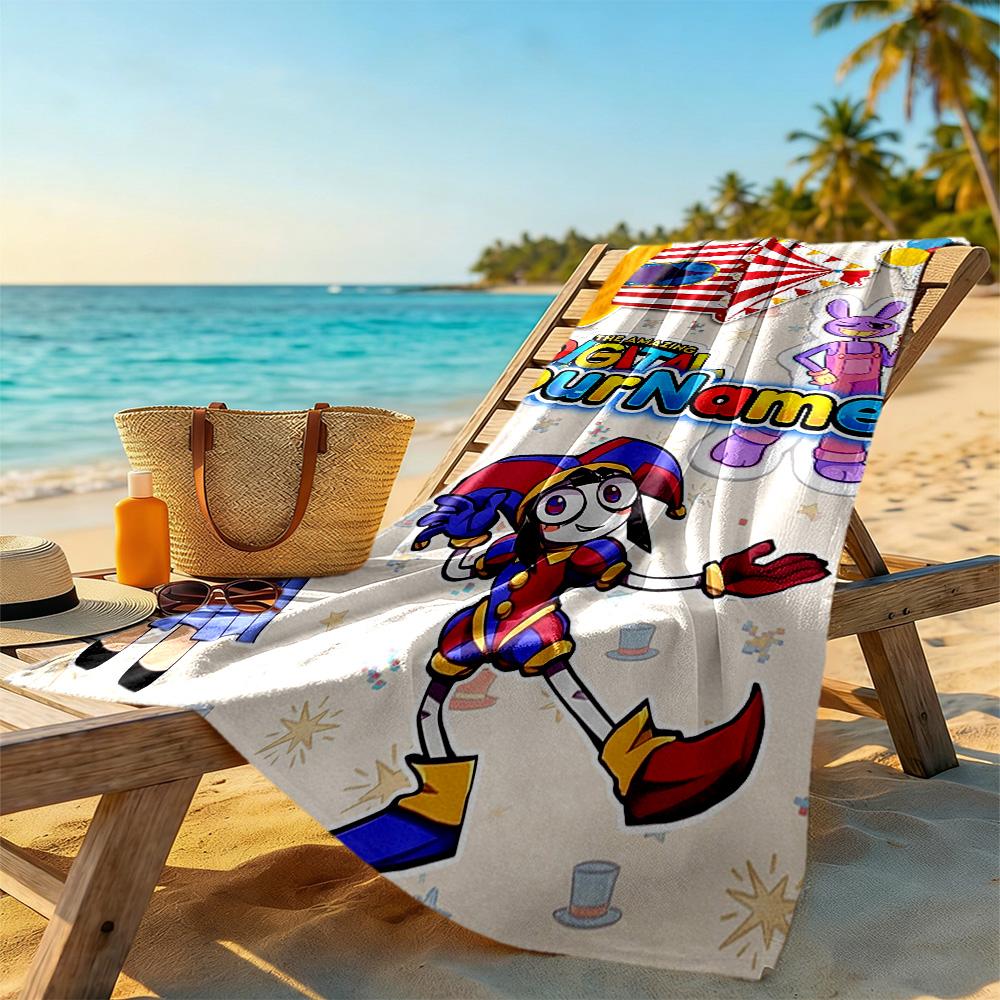 Digital Circus Customize Your Name Beach Towel Super Soft & Absorbent Portable for SwimmingBeachCamping Travel Beach AccessoriesGym
