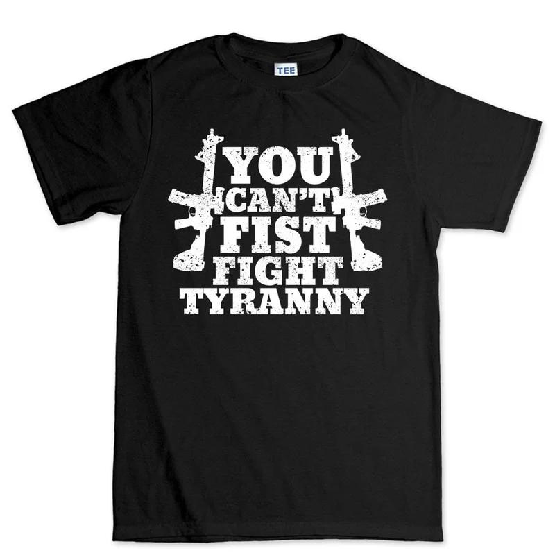 Black Cotton TShirt Cool Casual Unisex Fitness Muscle Style You Cant Fist Fight Tyranny TShirt S