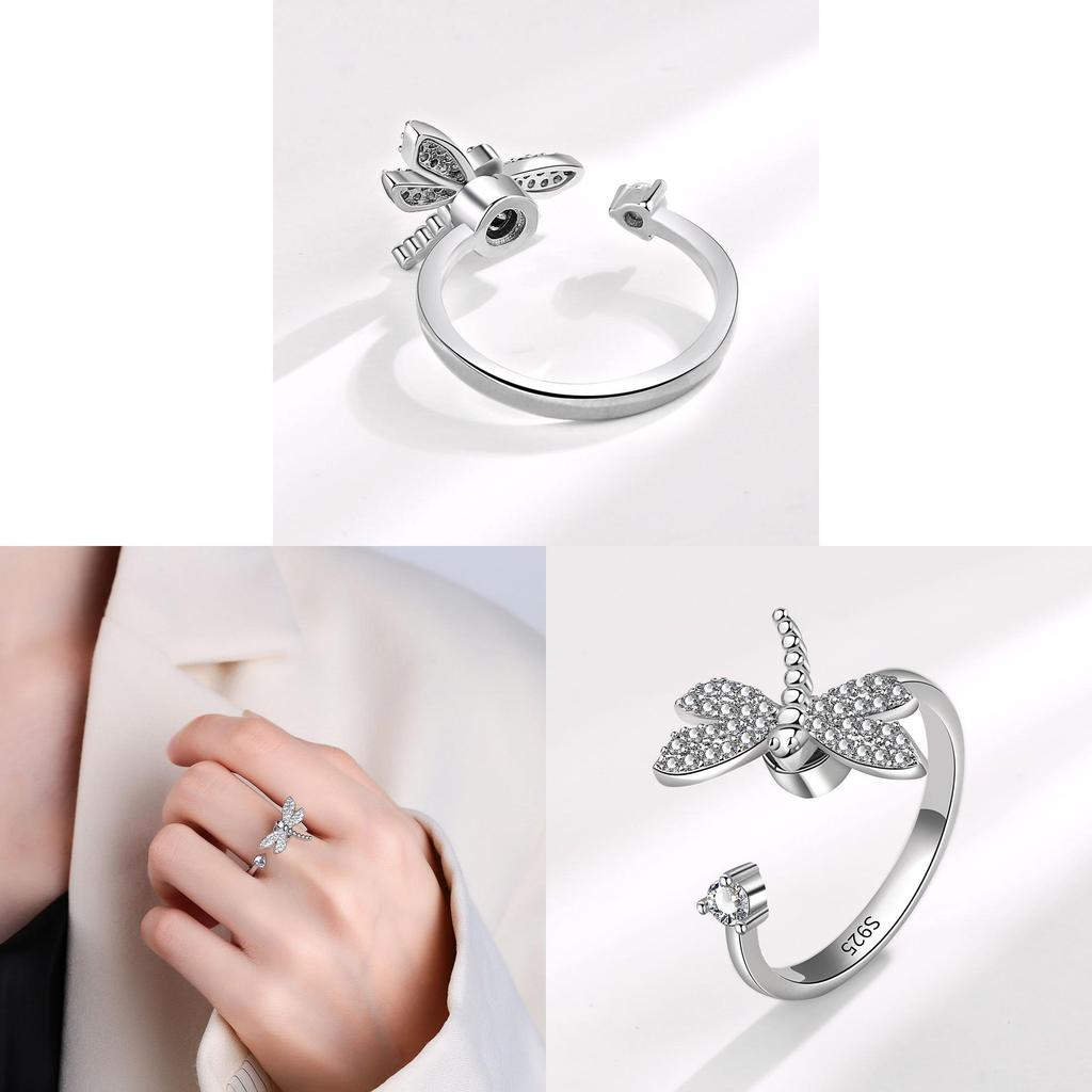 Fashionable Swirling Zirconia Ring With Dragonfly Design For Womens Stylish Jewelry