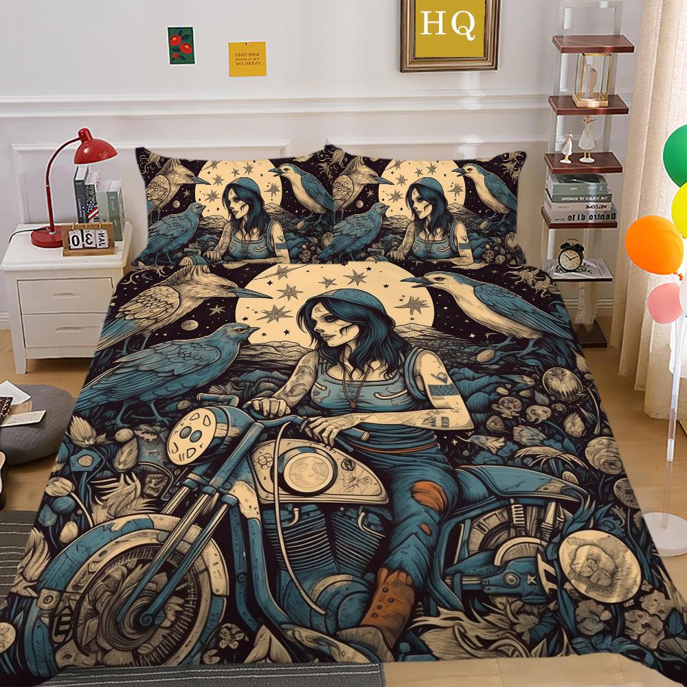 Beauty Skull Printed Comforter Cover Set Twin Size Polyester Home Bedclothes Highend Soft Duvet Cover Set