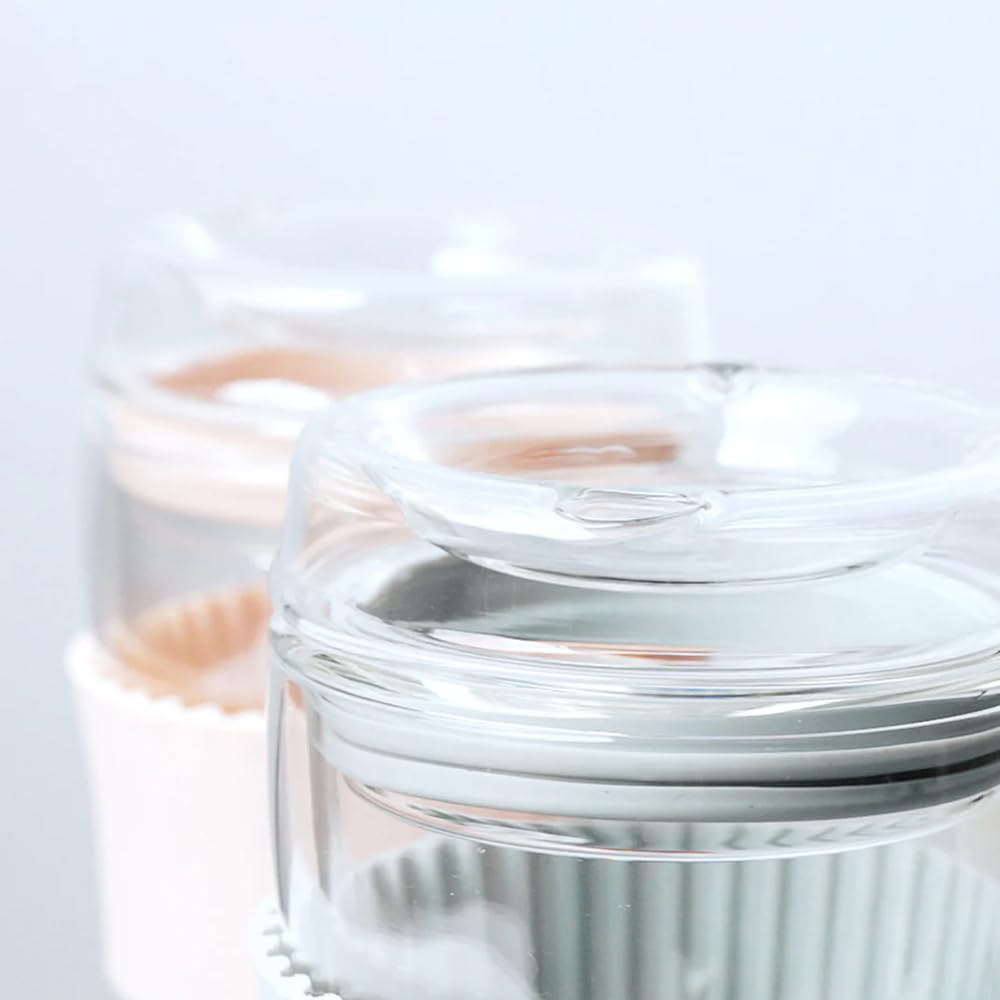 POKETLE Glass Tumbler with Lid, 330ml, Double-Walled, Heat-Resistant, Dishwasher-Safe, BPA-Free, Vidro 330, Ivory