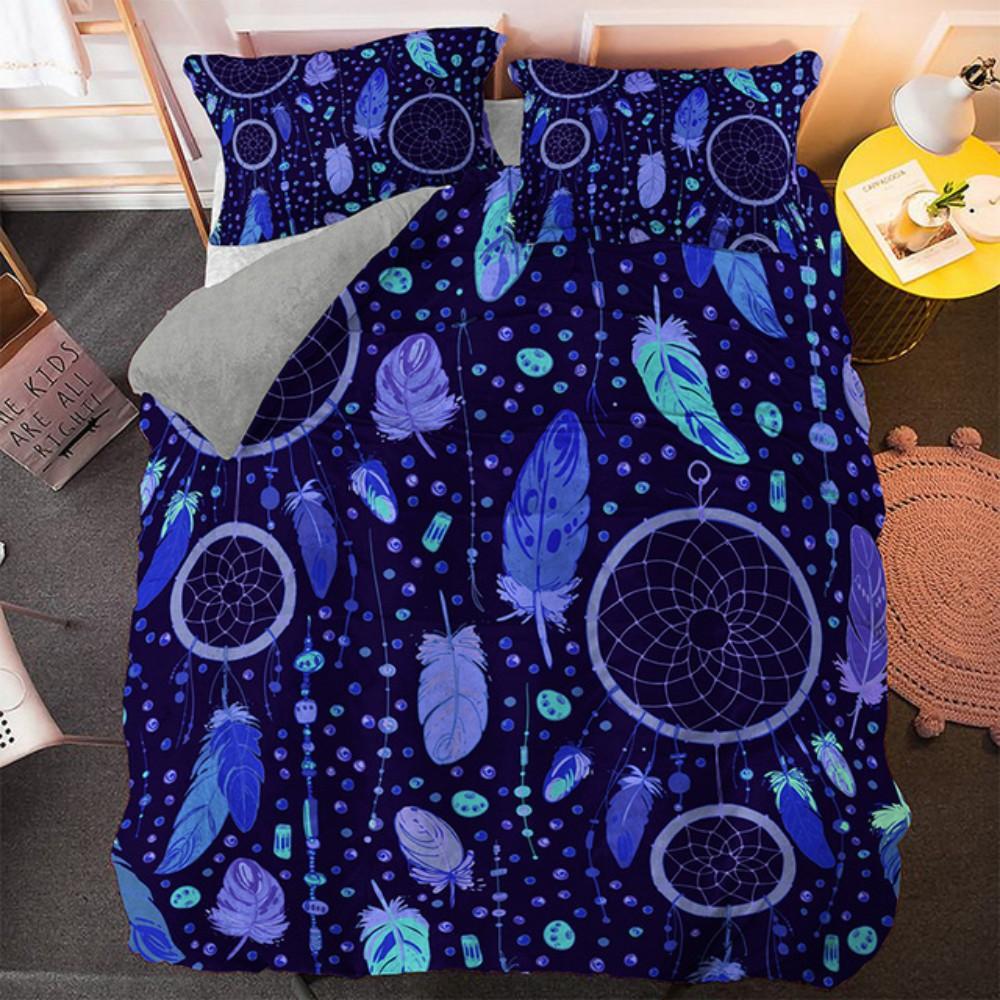 Bohemian Dream Bedding Set King Queen Size Colorful Catcher Duvet Cover Set with Pillowcase Polyester Bed Linen for Teens Girls