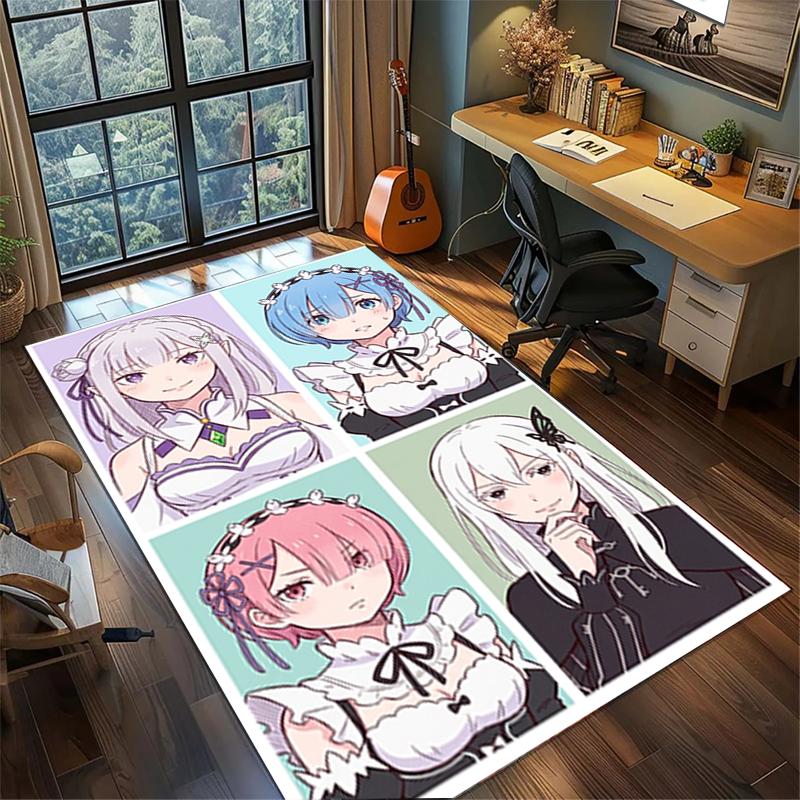 Large Area Floor Mat Rug "ReZero" Non Slip Washable Carpet Bedroom Gamer Room Decor—kwq81
