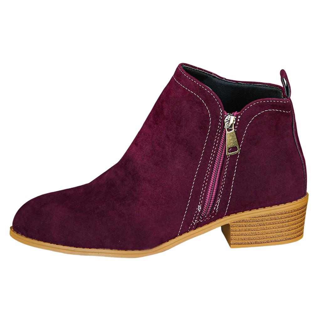 Pantofi de damă cu talpă groasă și toc gros, cu vârf rotund, la modă și casual, cizme scurte din piele scamosată, cizme western pentru femei