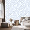 Wallpaper Flowers white and azure, a clear detail for the living room and bedroom 50x1000