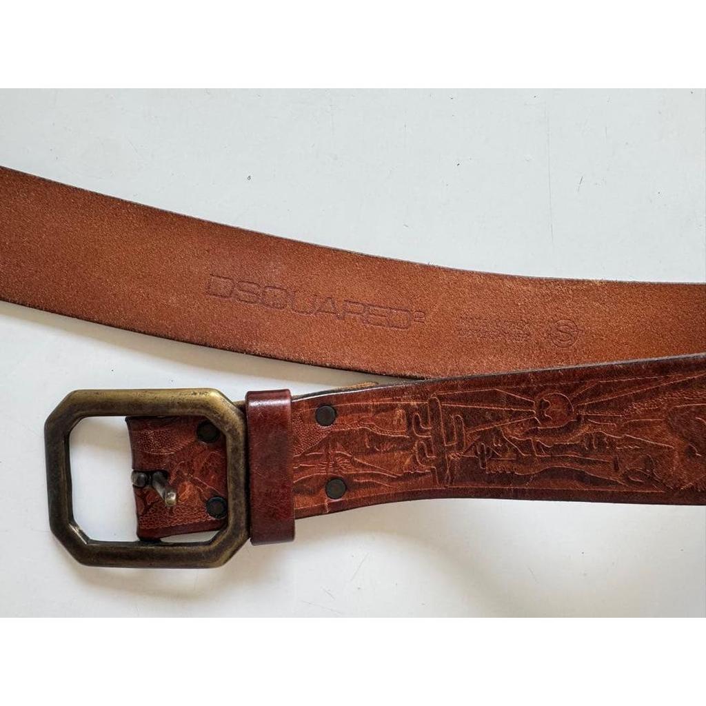 Used DSQUARED2 Leather Belt, Western Pattern, Made In Italy