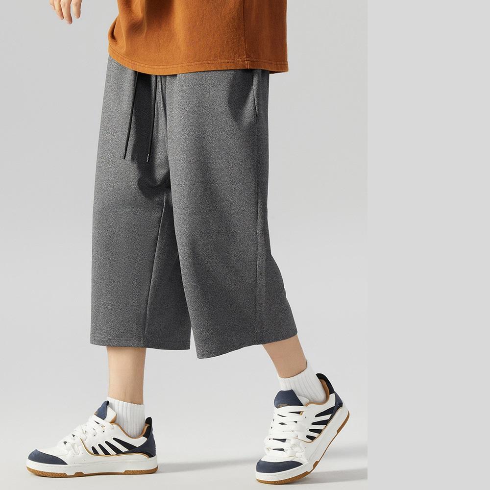 Summer Elastic Waist Plus Size Men's Cropped Pants Casual Pants