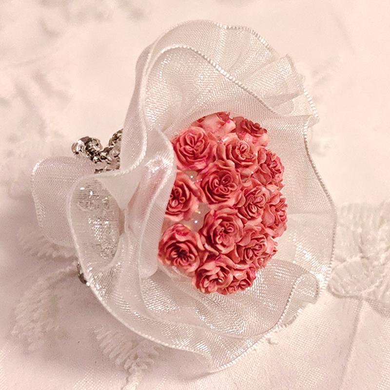 

1шт. Букет из бисера ручной работы, сувениры, роза, ручной цветок, милый кружевной мини-букет, элегантный бриллиантовый букет для куклы, своими руками, 14 цветов