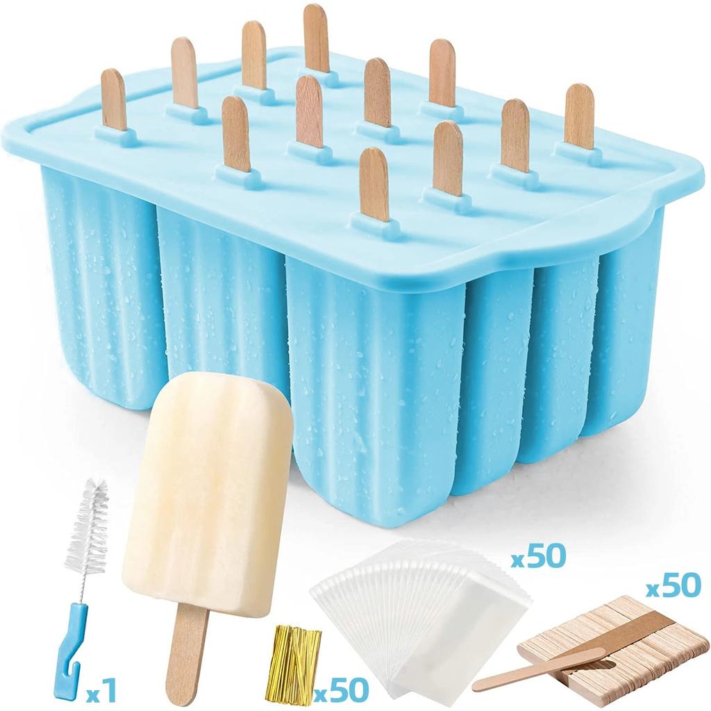 9/10/12 Grid Popsicles Molds Summer DIY Silicone Ice Cream Tools With Wooden Sticks Easy-Release BPA-free for Kitchen Accessorie