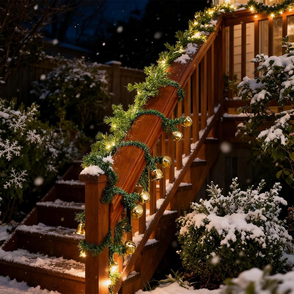 Ties For Garland 8 Piece Greenery Hooks Flexible With Bells Garland Hanger For Stairs For Christmas Tree Lights Bows Stairs