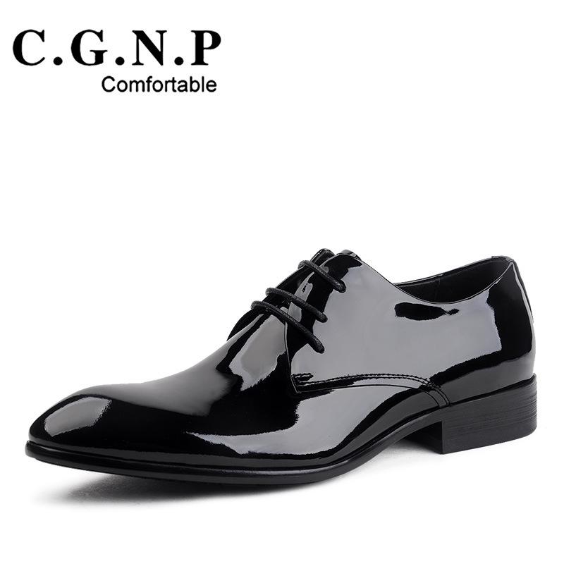 Brother Village Men's Patent Leather Lace-Up Formal Shoes – Shiny, Pointed Toe for Business or Weddings.