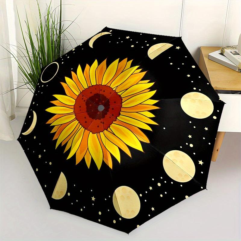 

1pc Sunflower Moon Phases Night Sky Umbrella with Plastic Handle,Suitable for All Seasons Home Travel Outdoor UmbrellaB1599