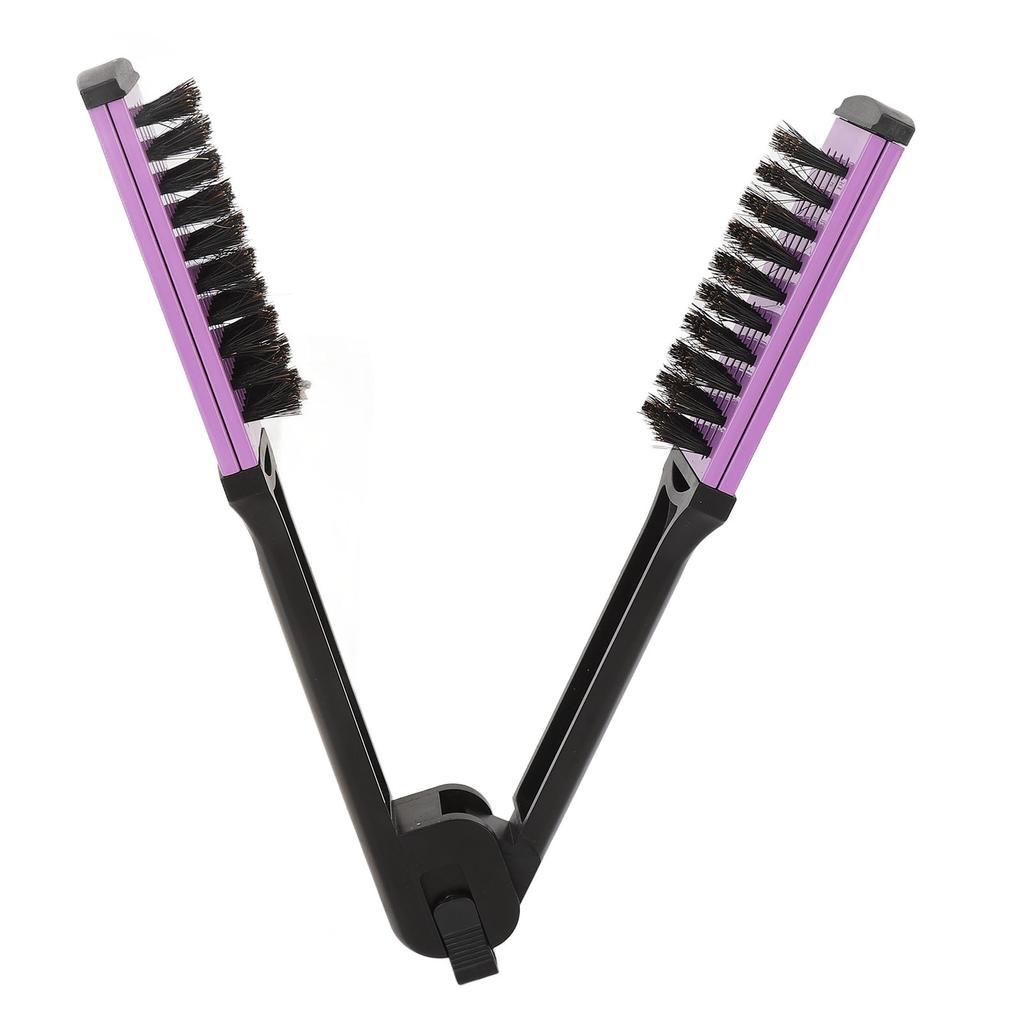 Double Brush Comb Soft Bristles Prevent Static Clamp Hair Brush Straightener with Ergonomic Handle for Hairdressing