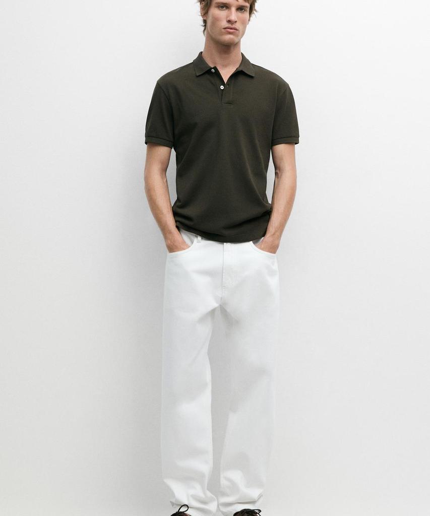 Masimodutti Microtextured Cotton Pique Polo Shirt