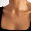 LATS Hollow Love Heart Pendant Necklaces for Women Men Couple Gold Plated Stainless Steel Clavicle Chain Minimalist Jewelry