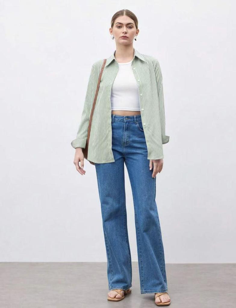 2025 Women's Striped Long-Sleeve Single-Breasted Casual Fashion Shirt