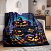 1pc Halloween Pumpkins Blanket, Lightweight Flannel Throw Blanket for Sofa, Bed, Travel, Camping, Living Room, Office, Couch, Chair, A0922076
