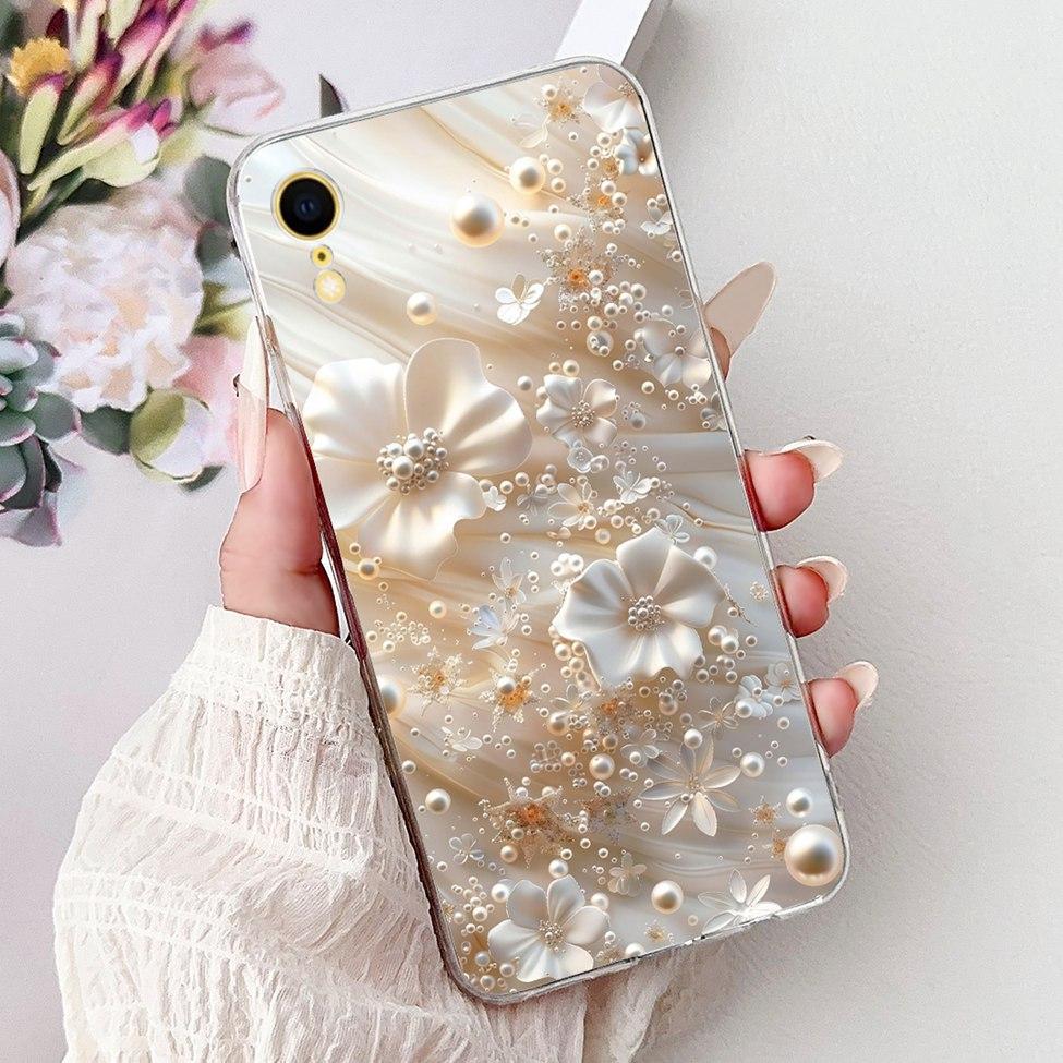 Klar Für iPhone XR Hülle Abdeckung Luxus Mode Blumen Süße Katze Lustig Cool Bemalt Weiche Handyhülle A2105 A1984 A2107 A2108 A2106