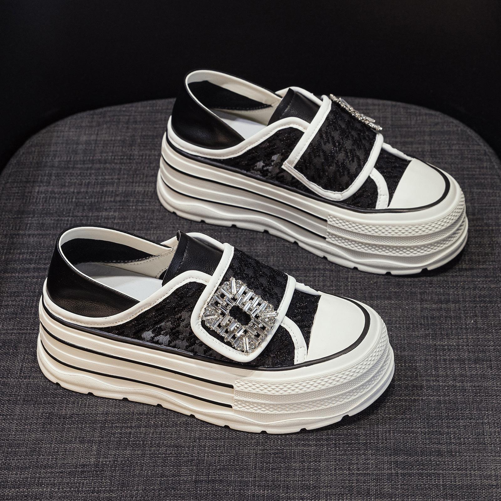 

Leather platform mesh shoes women s new spring women s shoes versatile sports shoes spring height increase casual 40 чёрный
